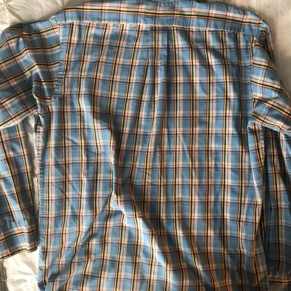 Vintage plaid button up, Sz:L blue yellow red - Picture 3 of 5